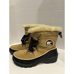 Sorel Women's Tivoli II Waterproof Snow Boots Light‎ Tan Black Size 9.5